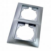Рамка 2 поста ЛАМА, горизонтальная, серебристый металлик |  код. SQ1815-0230 |  TDM